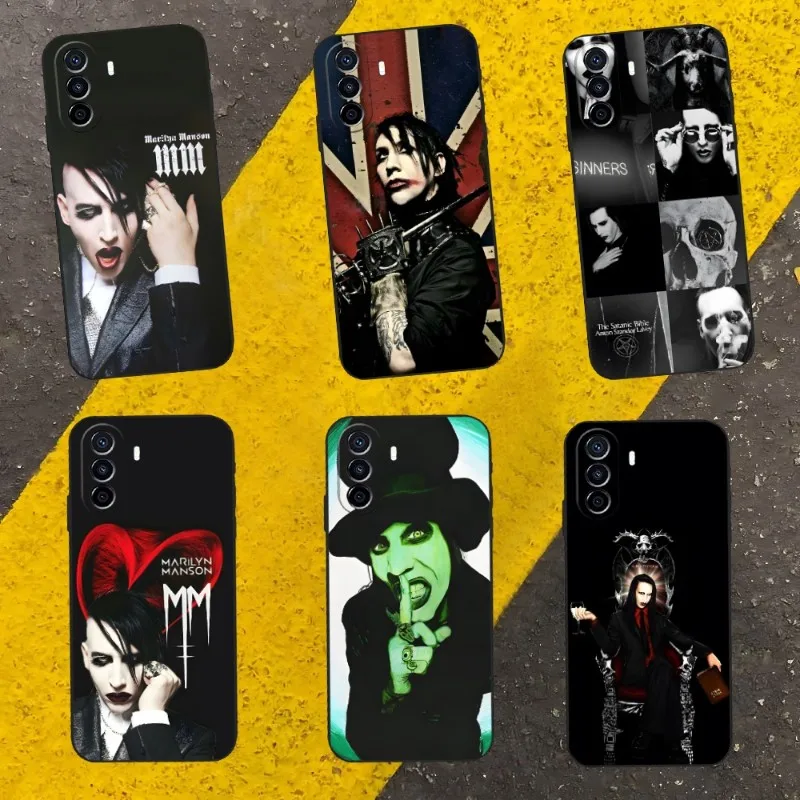 

Marilyn Manson Phone Case For Huawei P30 P50 P40 Mate50 Mate40 Mate30 NOVA10 NOVA9 NOVA8 Pro Plus Black Soft Cover