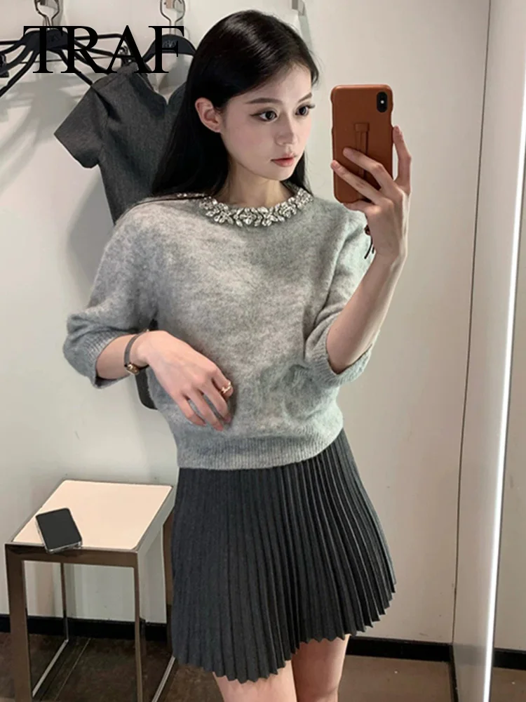 Женский Повседневный пуловер с круглым вырезом и длинным рукавом