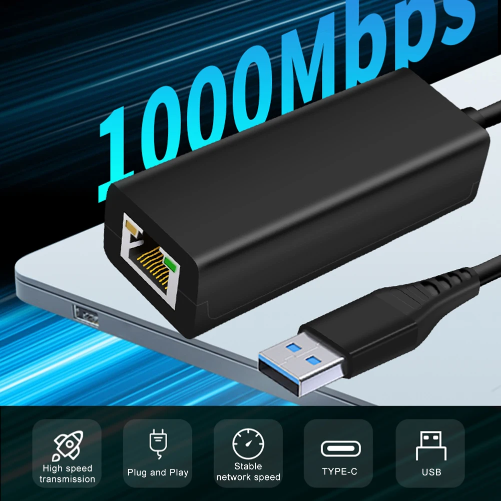

USB 3.0/Type-C To RJ45 Lan Adapter Network Card 1000Mbps for Laptop Desktop PC USB Type-C To RJ45 Lan Internet Cable