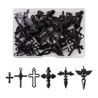 30pcs zinc alloy cross charms punk style black cross pendant for bracelet necklace earring diy jewelry making accessories