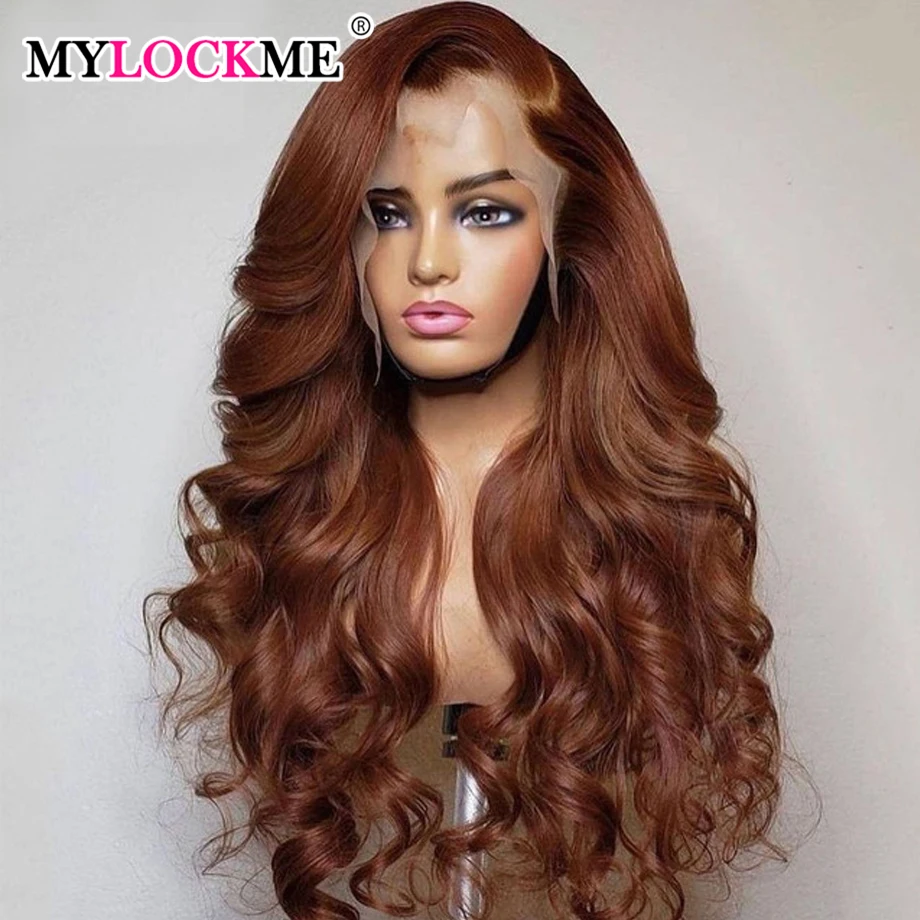 HD Ginger Brown 13X4 Body Wave Lace Front Wig 30Inch Brazlian Human Hair Wigs Chocolate Brown Transparent Lace Frontal Wig