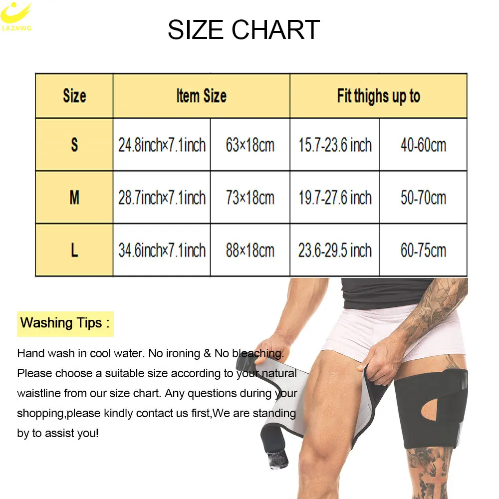 LAZAWG Thigh Trimmer for Men Wrap Sauna Legs Belt Compression Band Sport Brace Slimmer Body Shaper Fitness Exercise Workout