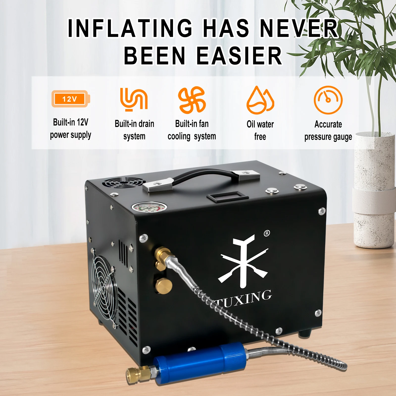 TUXING TXET062 Воздушный компрессор PCP 300 бар Компрессор высокого давления 4500 фунтов на