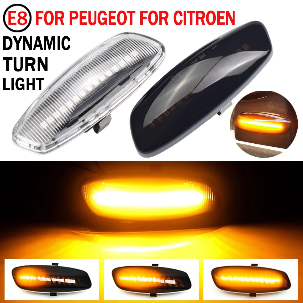 

2x Dynamic LED Turn Signal Side Marker Light For Peugeot 207 308 3008 5008 RCZ Partner Citroen C3 C4 Coupe Picasso C5 DS3 DS4