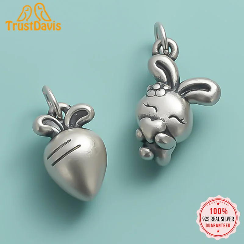 

TrustDavis настоящий кулон из серебра 925 пробы в виде кролика и моркови DIY браслет ожерелье аксессуары ювелирные изделия DZ930