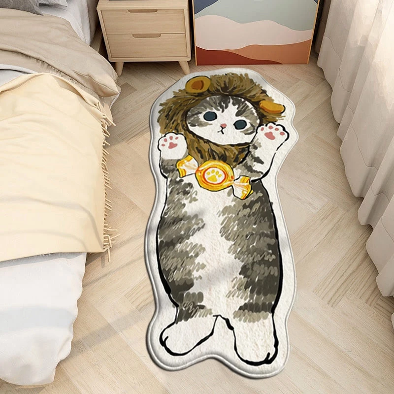

Lovely Ins Cat Carpet Rug Plush Shaggy Fluffy Creative Irregular Bedside Carpet Floor Mat Doormat Cute Kid Girl Bedroom Decor 러그