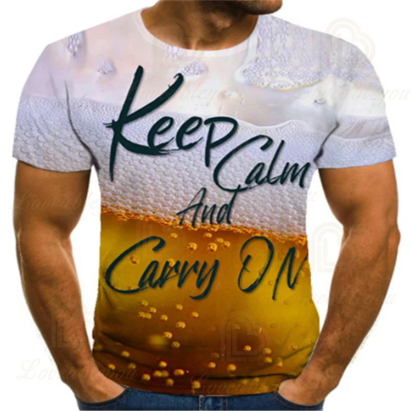 

2022 Summer Fashion New Beer Daquan 3D Printing Pattern Men's Casual Cool Short Sleeve T-Shirt Fashion Sports BreathableTop