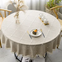 round table cloth plaid cotton and linen wedding hotel banquet cloth table cover indoor restaurant kitchen outdoor decoration