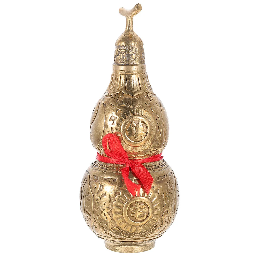 

Gourd Lucky Chinese Figurine Fengshui Wealth Statue Bottle Brass Farmhouse Gold Ornaments Decor Lou Wu Hulu Calabash Desktop