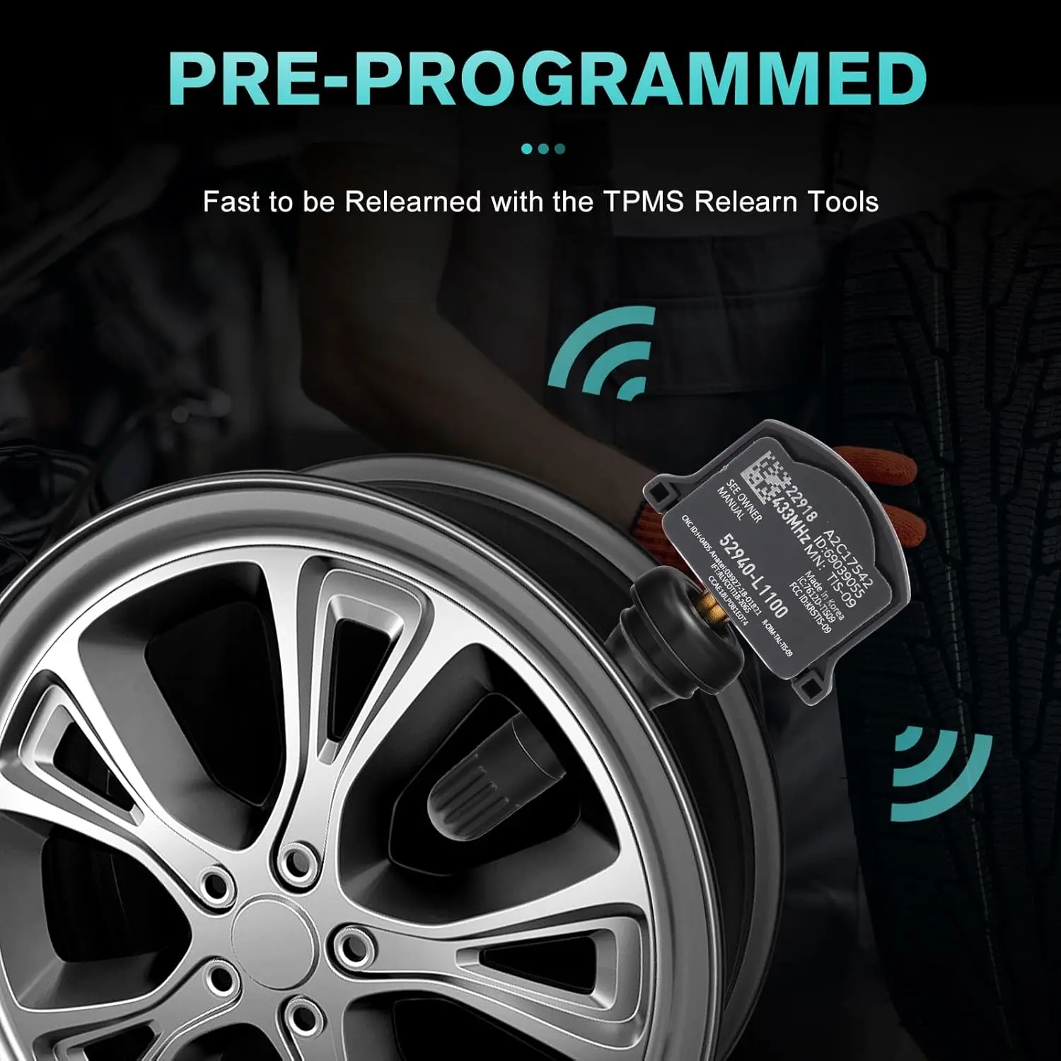 4 шт. 52940L1100 52940-L1100 Датчик давления в шинах для Kia Sedona Optima Sorento K5 Hyundai Elantra Tucson Sonata 433