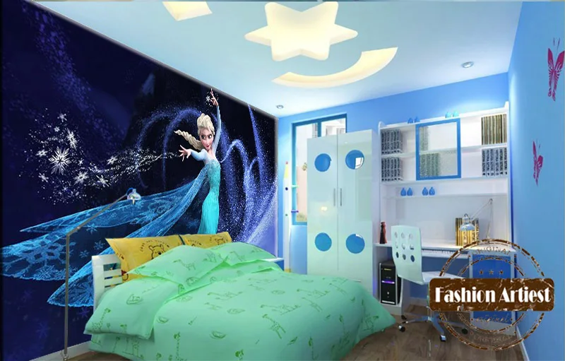 Детские Мультяшные обои на заказ для девочек танцующие фрески Эльза Волшебная