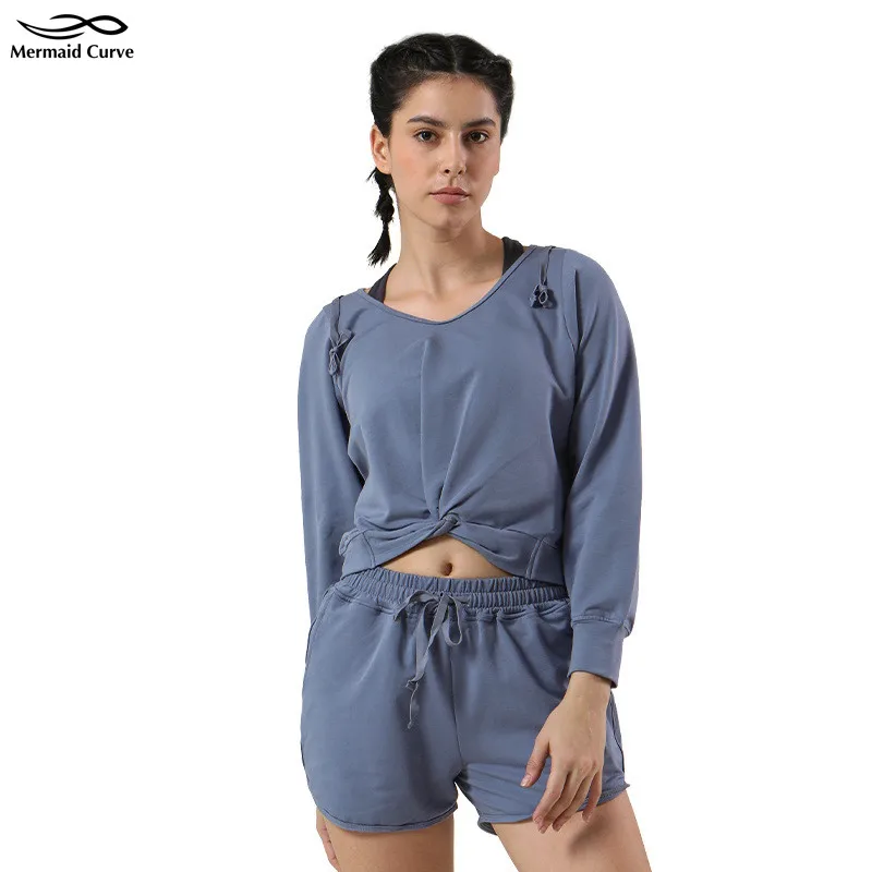 

Mermaid Curve 2022 New Style Yoga Suit Women Sports Fitness Leisure Suit Women Running Shorts Hooded Sweater Suit