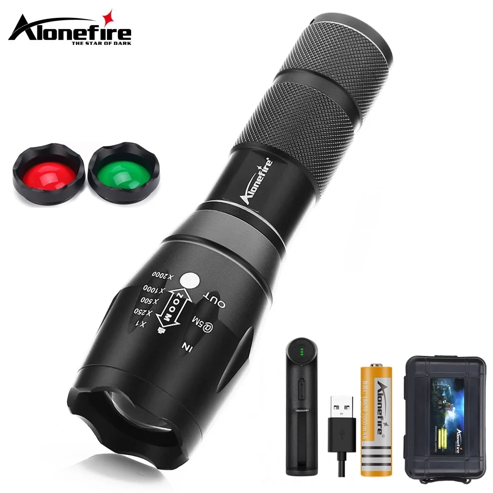 

Alonefire тактическая фотовспышка CREE XML T6 L2 U3, светодиодная лампа с зумом, тройная Красная Зеленая светильник вая линсветильник, световой сигнал ...
