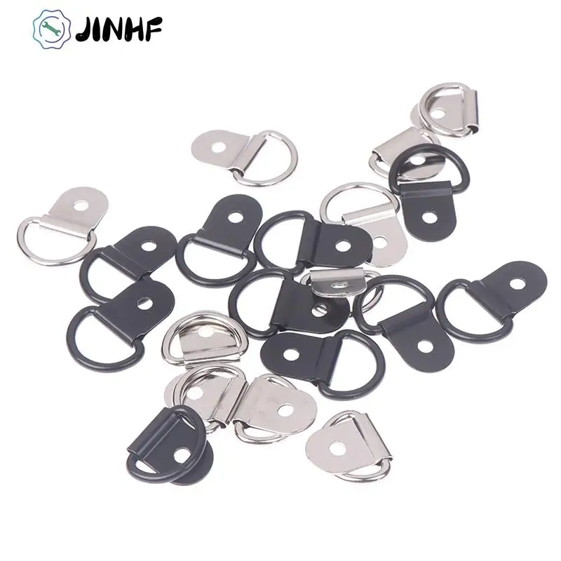 

10pcs Black D Shape Pull Hook Tie Down Anchors Ring Iron Stainless Steel Cargo Tie Down Ring for Car Truck Trailers RV Boats