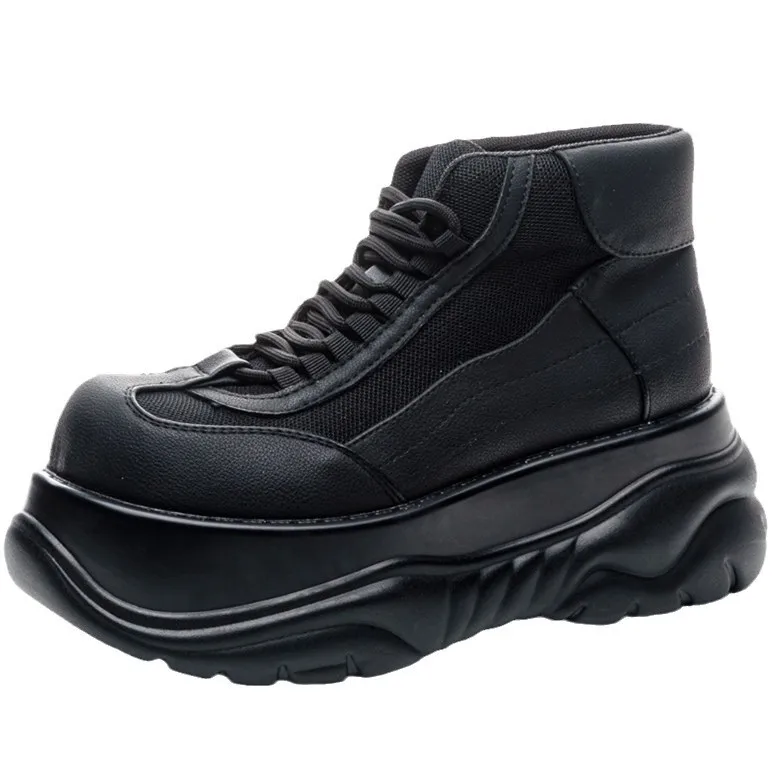 2025 женские маленькие мужские туфли на высокой платформе модные крутые