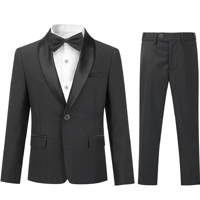 

Child Slim Dress Banquet 3pcs Suit Set Boys Birthday Party Wedding Performance Costume Kids Shawl Lapel Blazer Jacket Vest Pants