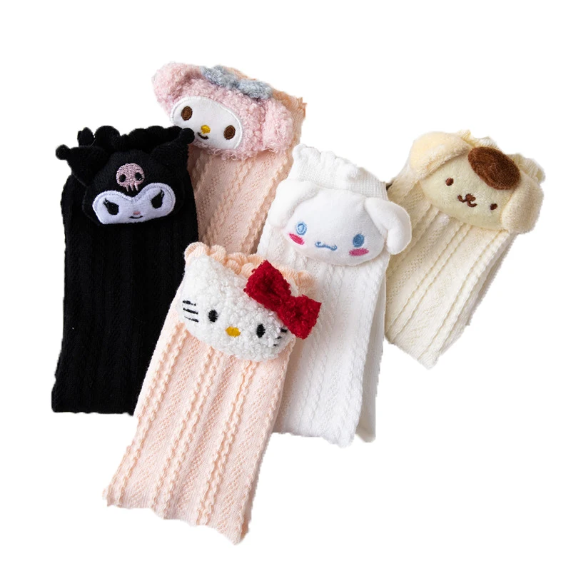 

Kawaii cute cartoon Kuromi Coral fleece sleeping socks women's autumn and winter Plus thick velvet Warm Home Floor Socks