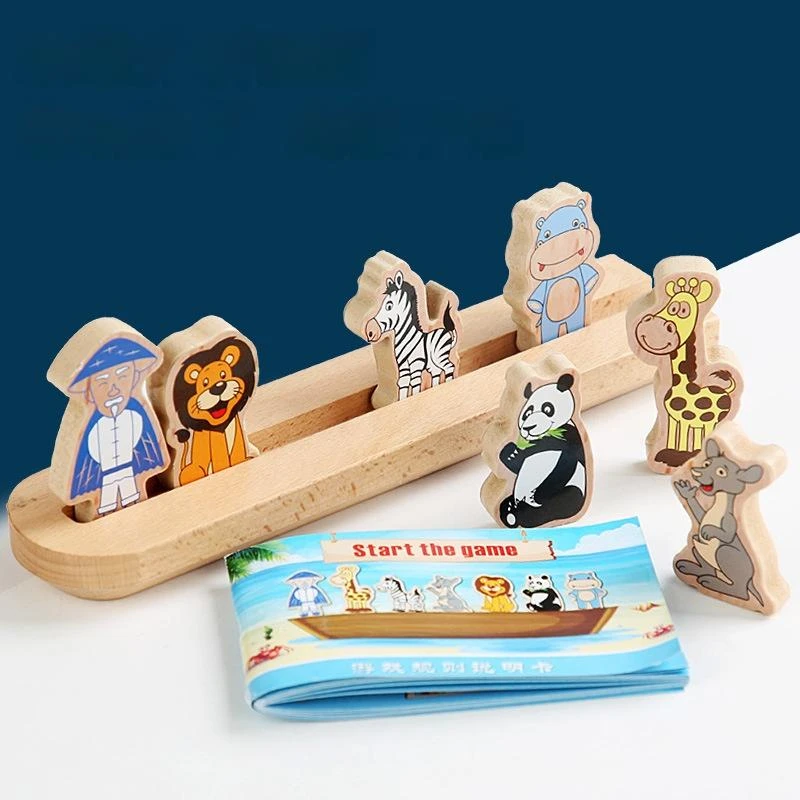 

Children's Wooden Noah's Ark Sorting Blocks Game Parent-child Interaction Baby Animal Games Early Educational Montessori Toys