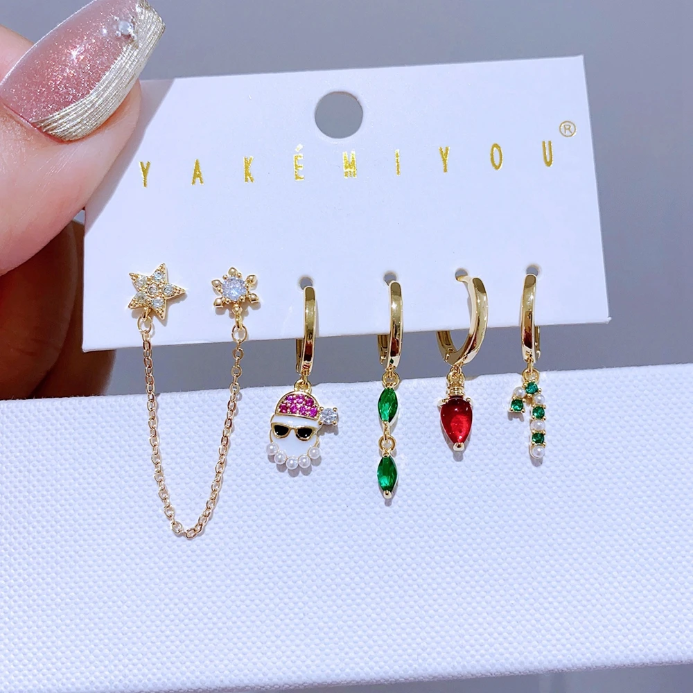 6 шт./компл. рождественские серьги подарочные ювелирные изделия позолоченные