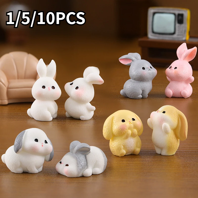 

Micro Landscape Cute Rabbit Ornaments Animal Doll Handcraft Decoration Accessories Mini Desktop Resin Small Figurines Home Decor