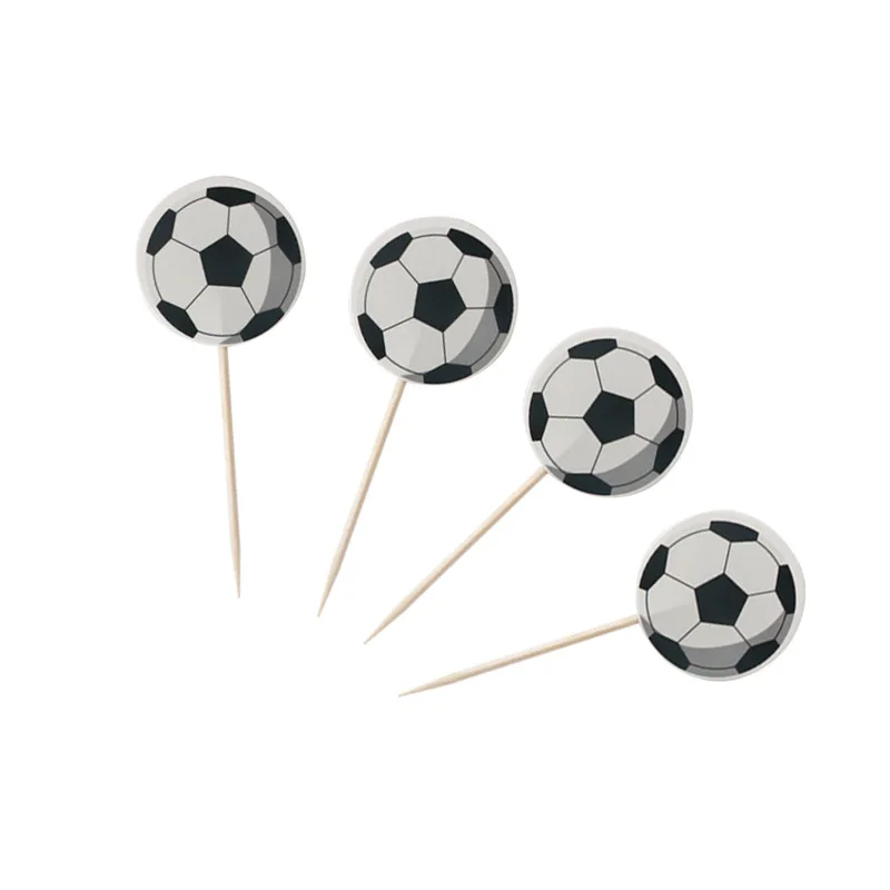 

24pcs/pack Boys Favors Football Theme Cake Topper Happy Birthday Party Soccer Cupcake Toppers with Sticks Decorate Baby Shower
