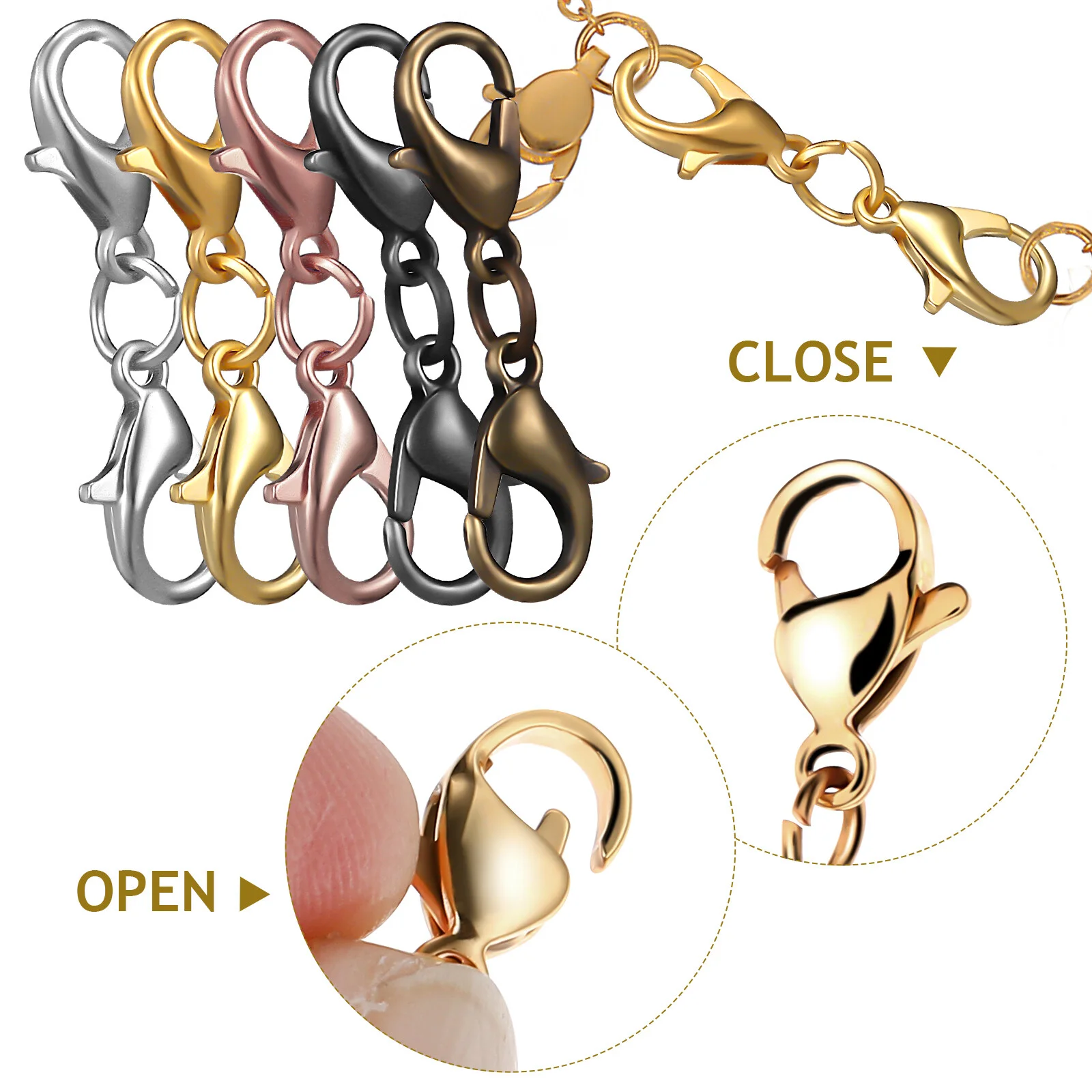 20 Pcs Double Lobster Clasp Bracelet Extender Extenders Jewelry Necklace Rose Gold