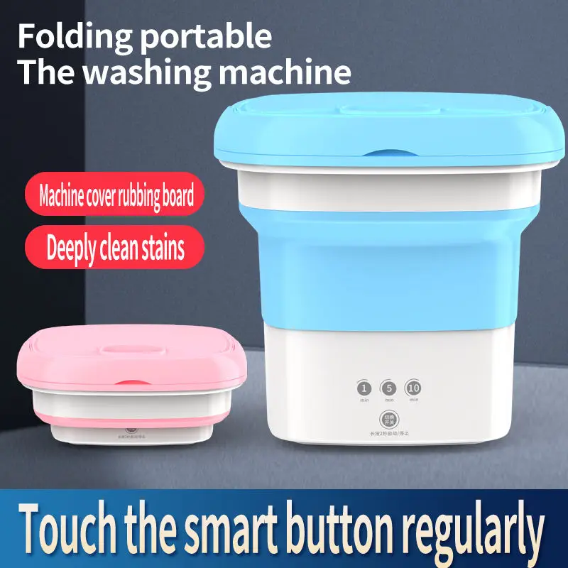 

2 in 1 mini Folding Ultrasonic Washing Machine Portable Turbo Personal Rotating Automatic Cycle Cleaning Washer Dryer Bucket