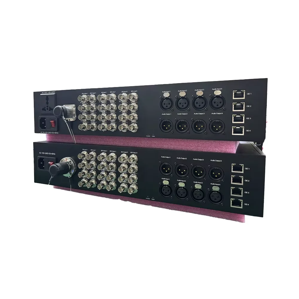 Фото Оптоволоконный преобразователь 12G-SDI с Ethernet и разъемом SMPTE, одномодовый, передача на 500 м для систем видеонаблюдения/вещания №2