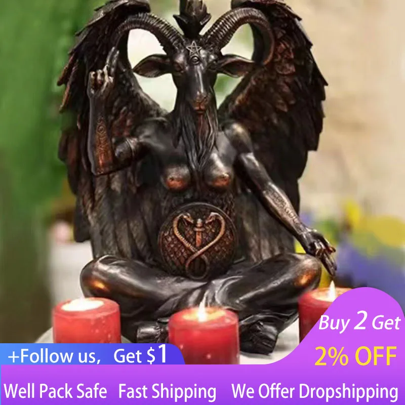 

Alchemist Satan Goat Statue Samael Lilith Baphomet Resin Craft Religious Decoration Plaque Religious Ornaments Sculpture