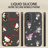 japan anime hello kitty phone case for xiaomi redmi 9 9i 9t 9at 9a 9c note 9 pro max 5g 9t 9s original shell liquid silicon