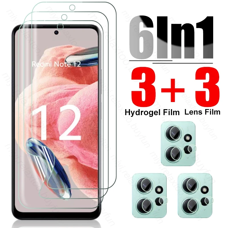 

6 In 1 Soft Hydrogel Film Screen Protector For Xiaomi Redmi Note12 4G Camera Glass On Redmy Readmi Note 12 4G 23028RA60L 6.67"