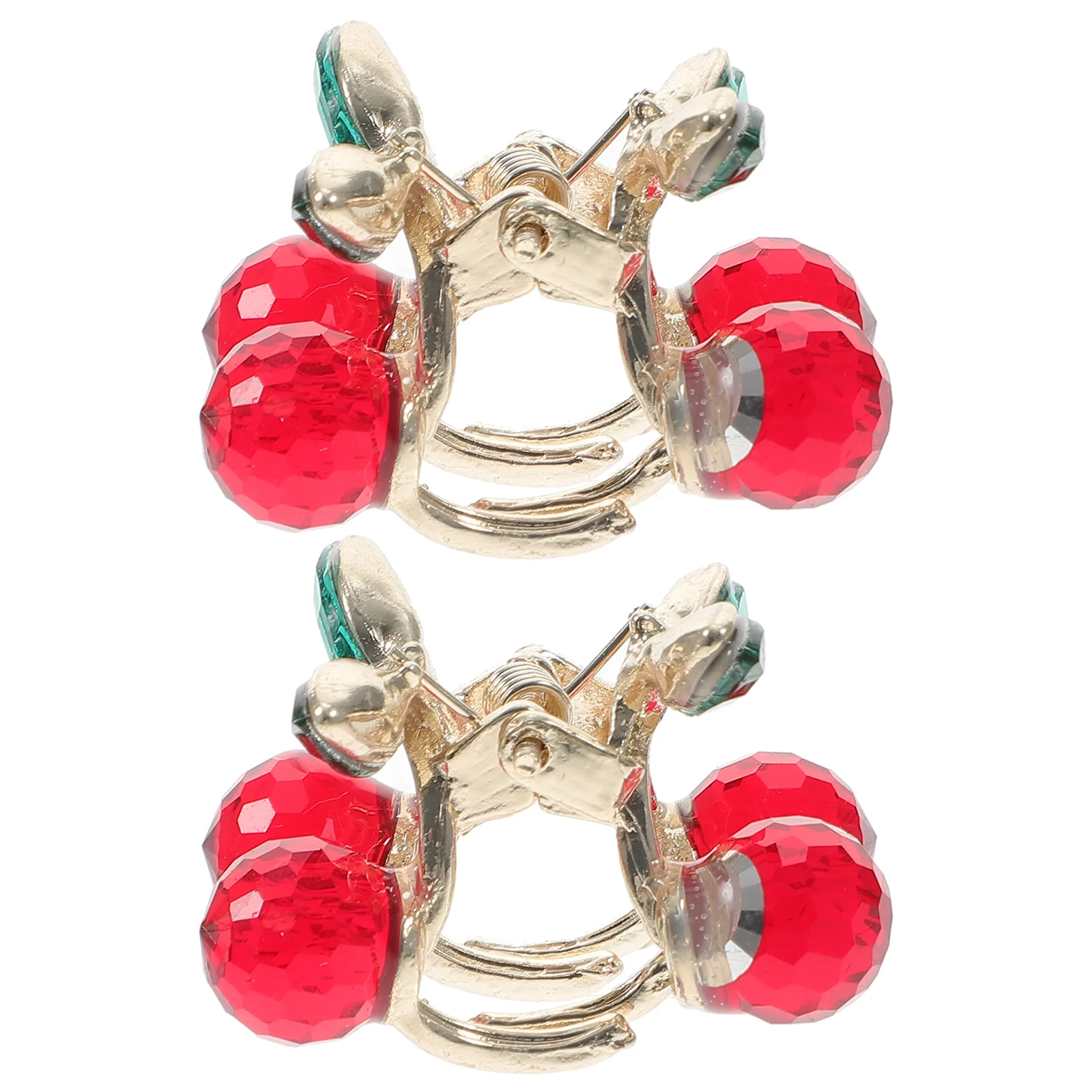 

2 Pcs Cherry Barrettes Mini Hair Claw Clips Clamp Girl Accessory Grip Rhinestones Alloy Women Jaw