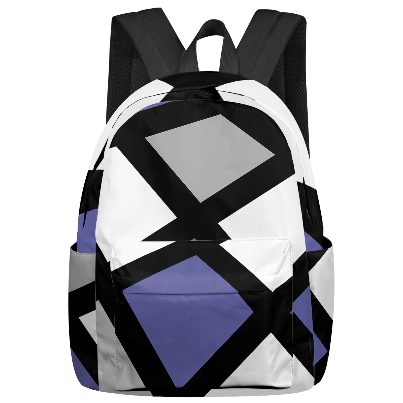 

Purple Black Gray Geometric Square Backpacks Teenagers Student School Bags Laptop Backpack Men Women Female Travel Mochila