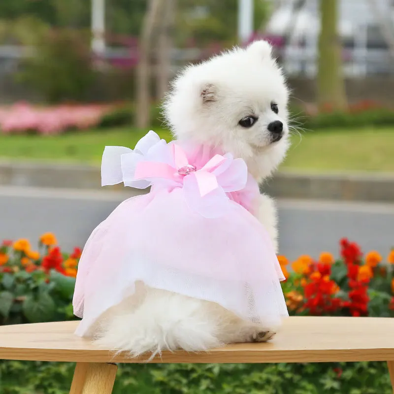 

Pet Dog Elegant Barbie Wedding Dress Big Bow Princess Dress Cute Pet Clothing For Dog Clothes Small Costume Skirt Supplies