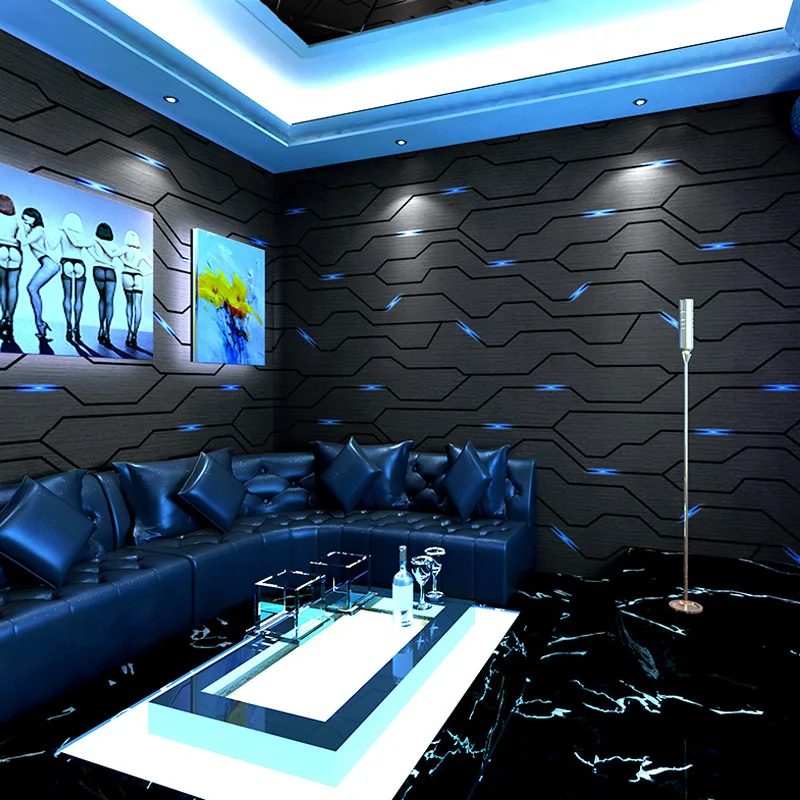 

KTV Wallpaper 3D Three-dimensional Technology Sense Internet Cafe Background Esports Hotel Decoration Wallpaper