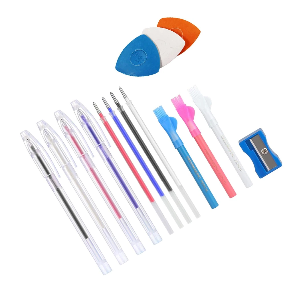 

2/3 4x Heat Erasable Pen Heat Erase Pen 4 Colors Refills Dressmaking Chalks Tool