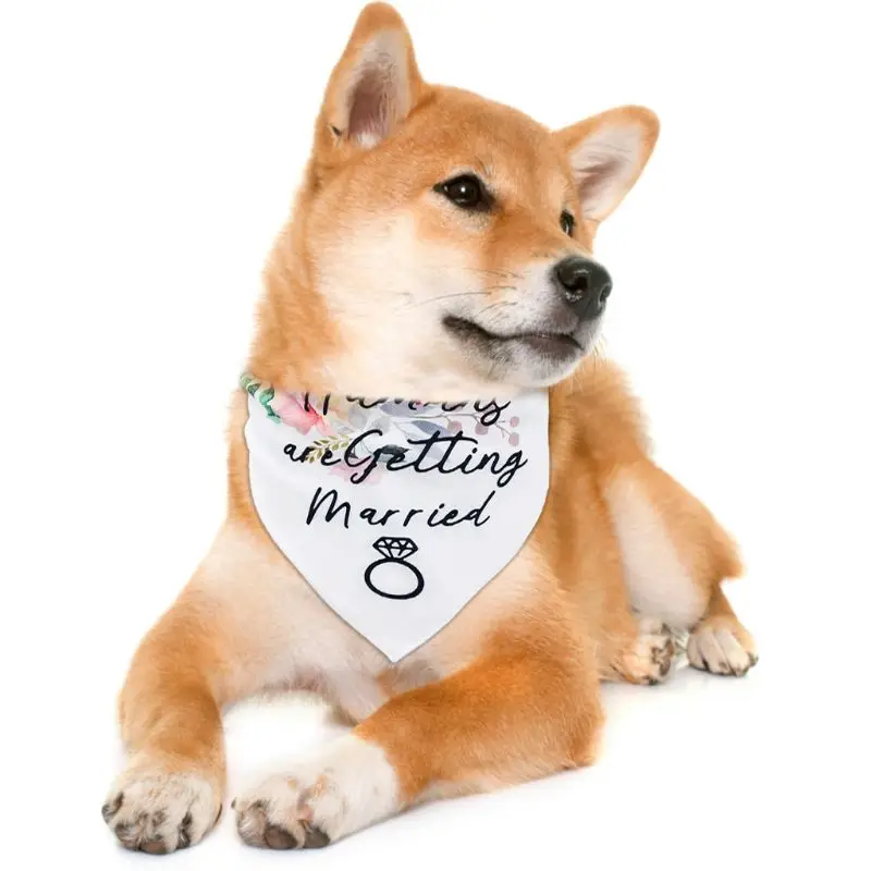 

Бандана для домашних животных, собак, моих людей, свадьба, цветочный треугольный нагрудник, шарф