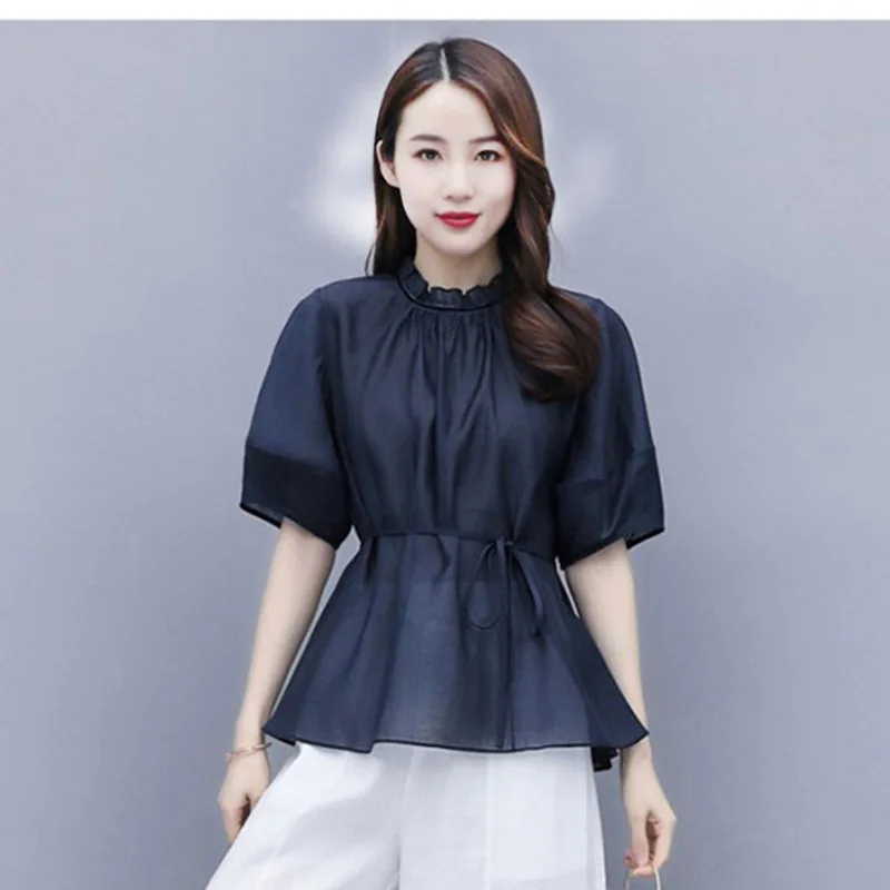 Blusa feminina verão moda fina preto branco e barato blusa feminina estilo coreano