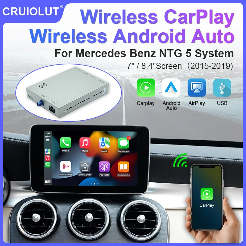 

Беспроводной CarPlay Android авто для Mercedes Benz NTG 5 A B C D E GLA GLC GLE GLS V Class CLS CLA Coupe модуль декодер Mirror Link