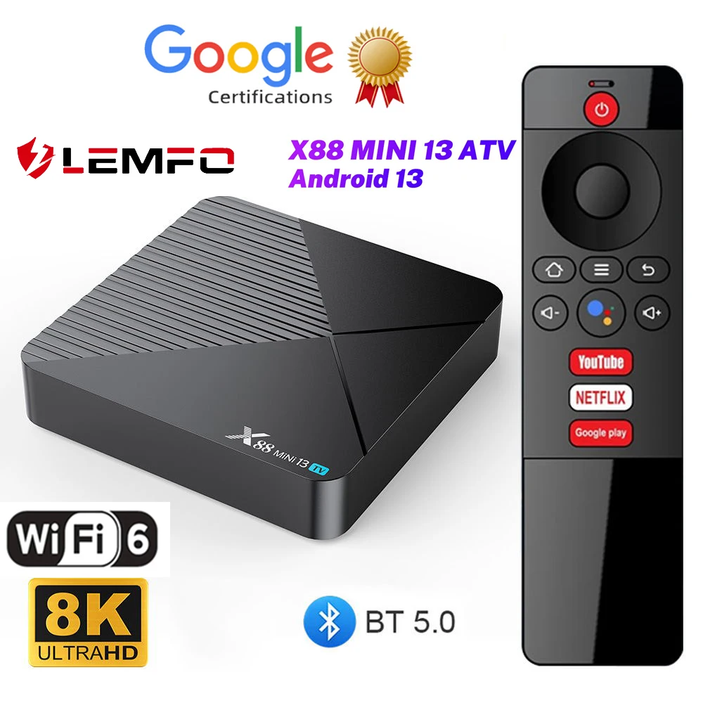 

LEMFO X88 Mini 13 TV Android Smart Box RK3528 Google Certification 8K WIFI6 4G RAM 64G ROM Voice Assistant PK H20 Tox3 Btv13 W2