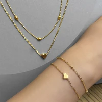 alloy heart bracelet necklace set woman 2 pieces wedding jewelry sets women trend 2022 bridesmaid gift cheap fashion accessories