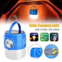 12w outdoor hiking solar tent lantern usb rechargeable tent light 48 led dual light source 3 modes camping light waterproof