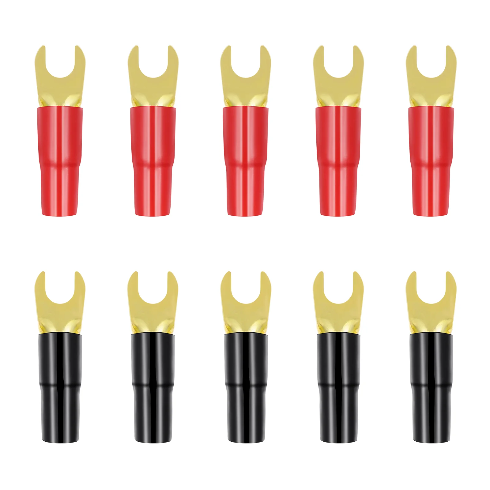

5 Pairs Copper Terminal Plug 8GA Fork Adapters Crimp Terminals Speaker Terminals