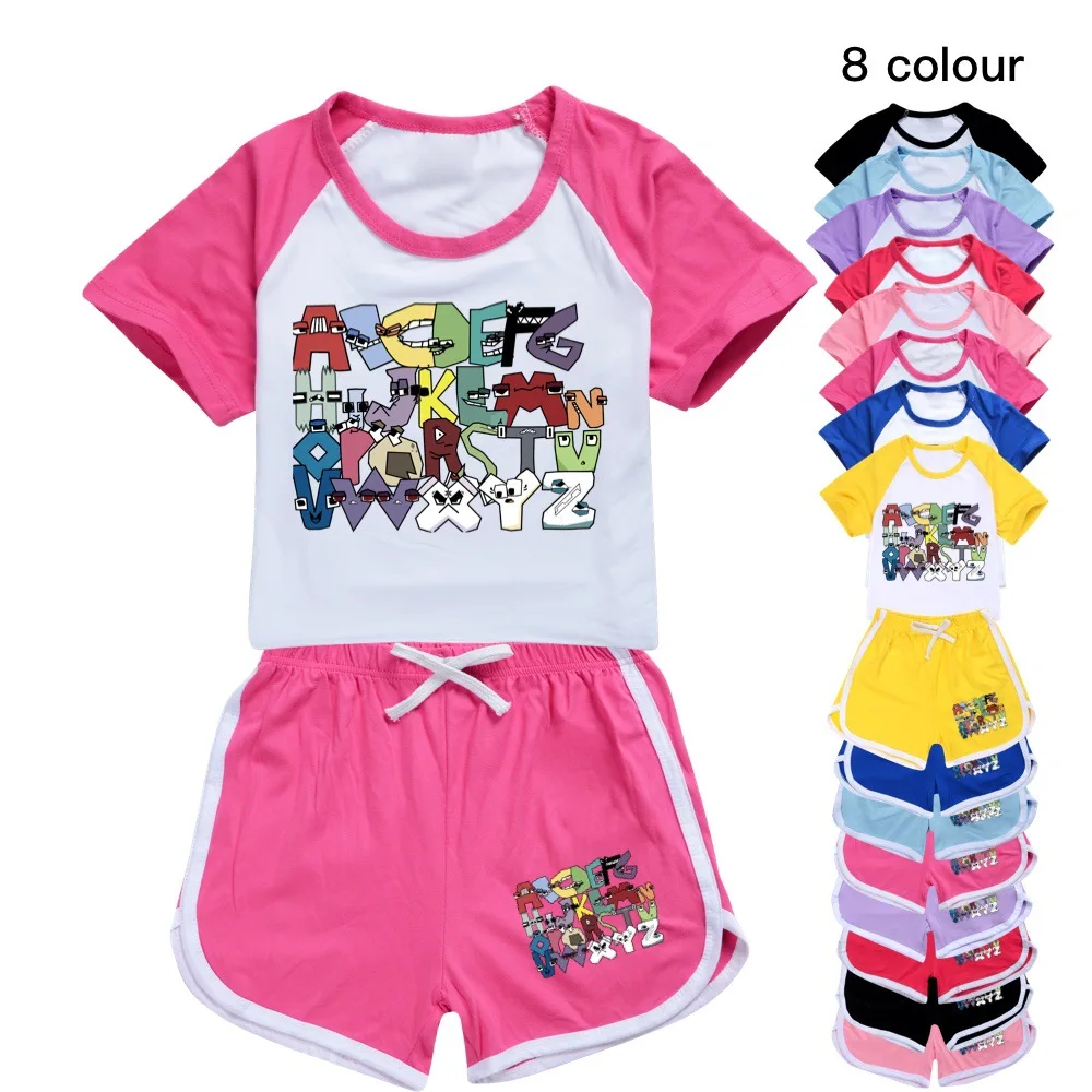 

New Summer Kids Clothes Sport Suits Casual Cartoon Alphabet Lore Boy Girls T-shirts+Shorts 2Pcs/Set Children Tracksuits Clothing