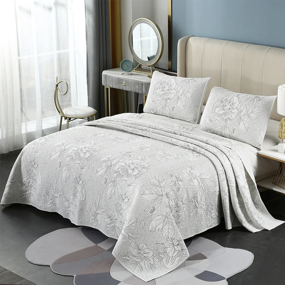 3 шт. хлопковое покрывало с вышивкой на кровать двуспальные покрывала и камелией