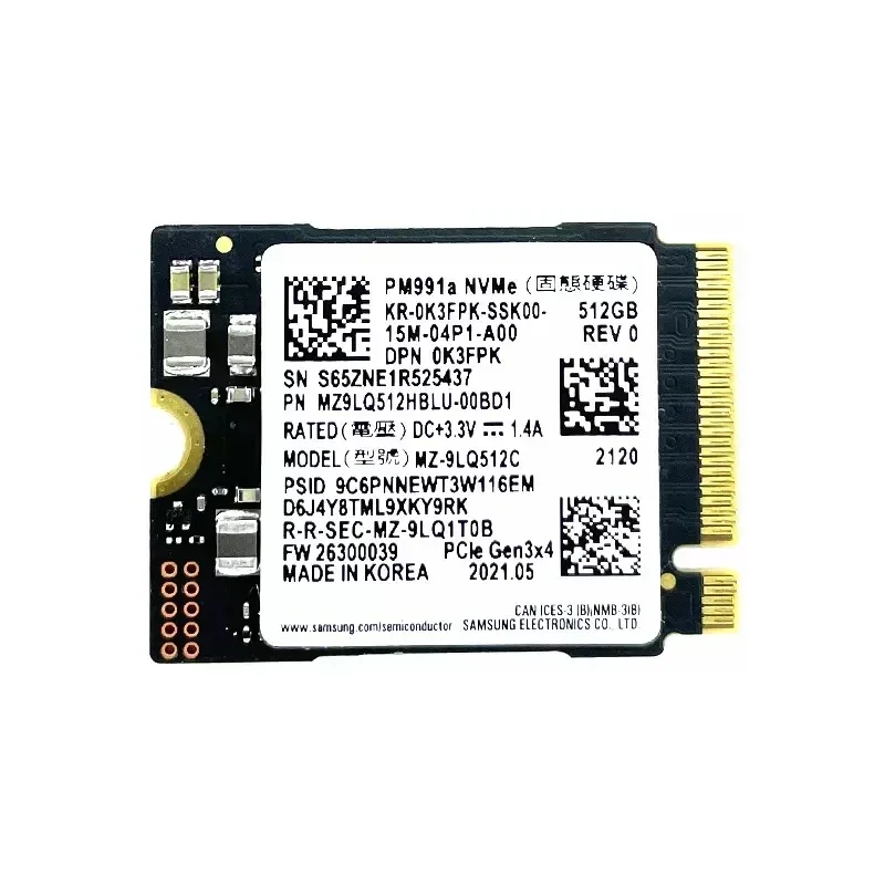 PM991A 256 ГБ 512 1 ТБ SSD M.2 2230 Внутренний твердотельный накопитель PCIe 3.0x4 NVME для Microsoft Surface