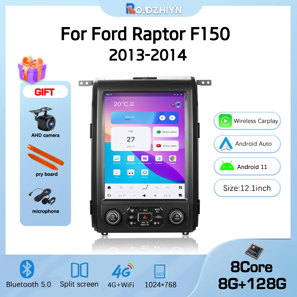 12.1 inch Tesla Screen Car Radio For Ford Raptor F150 2013-2014 Android 11 GPSNavigation Multimedia Video Player Carplay 4G host