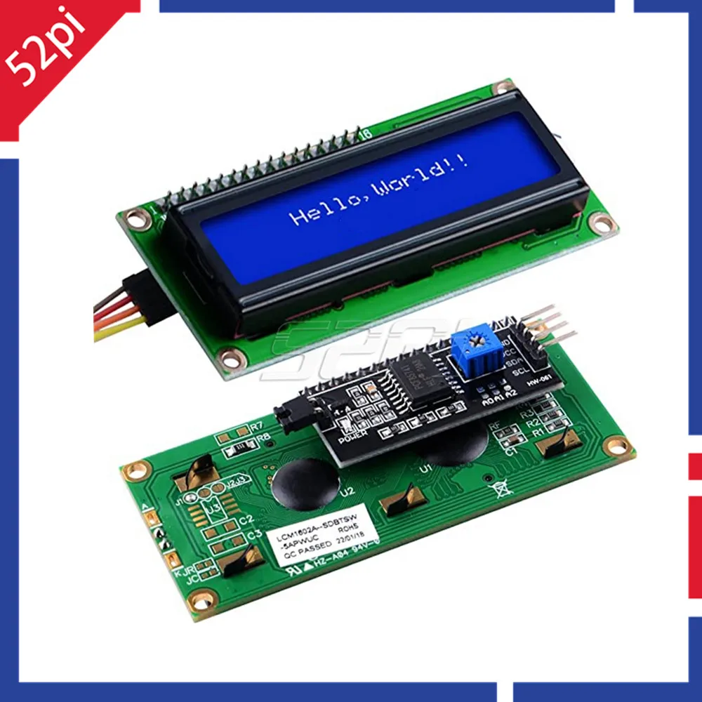 

52Pi I2C 1602 LCD Display Module 16X2 Character Serial Blue Backlight LCD Module