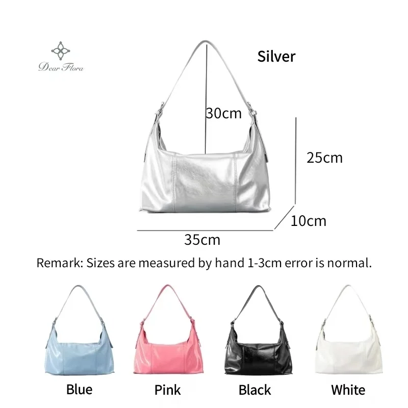 Women's New Silver Versatile Big Shoulder Bags Soft Leather Large Capacity Casual Hobos Bag Fashion Designer Luxury Y2k Handbags