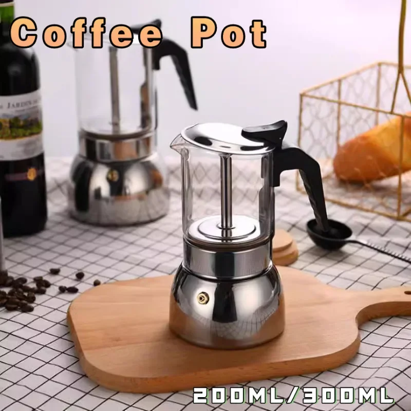 Кофеварки для эспрессо Moka Pot с ручкой стеклянный корпус основание из нержавеющей